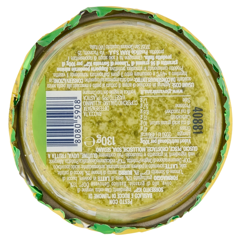Giovanni Rana Pesto di Basilico e Scorza di Limone Pesto Fresco 130 g